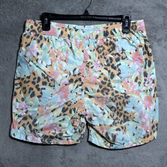 AllSaints‎ Ligularia Swim Shorts Men Small Blue Leopard Floral Board Trunks - Picture 2 of 11
